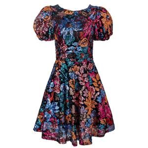 Ivy City Co. NWT Women’s Multicolor Sequin Puff Sleeve Holiday Midi Dress Small